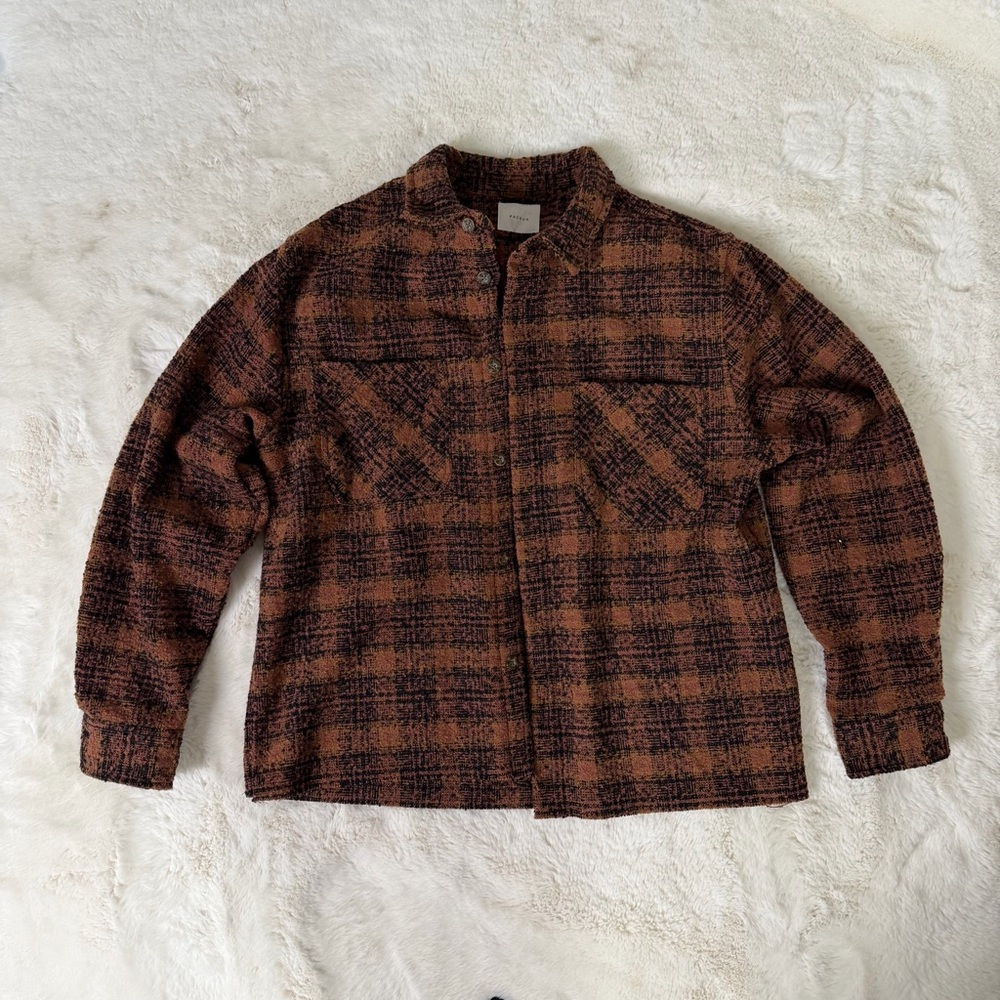 PacSun Men's Plaid Brown Shirt Jacket size M